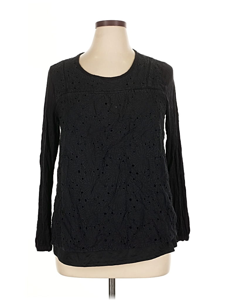Pre-owned Lane Bryant Long Sleeve Blouse In Black
