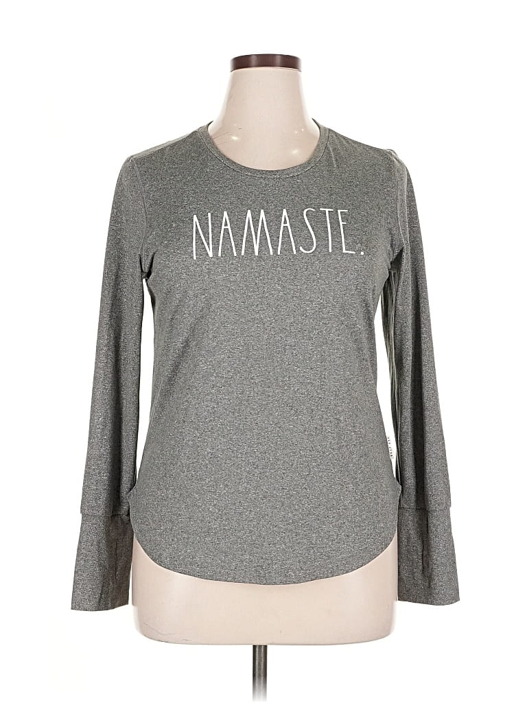 Pre-owned Rae Dunn Long Sleeve T-shirt In Gray