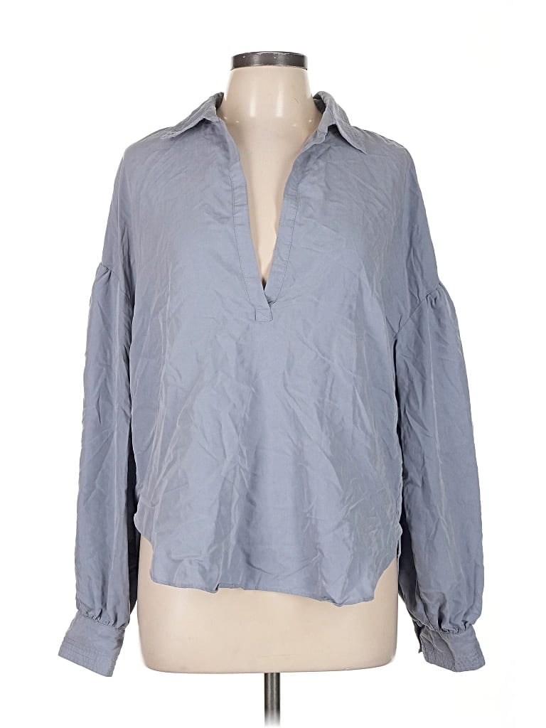 Pre-owned We The Free Long Sleeve Blouse In Gray