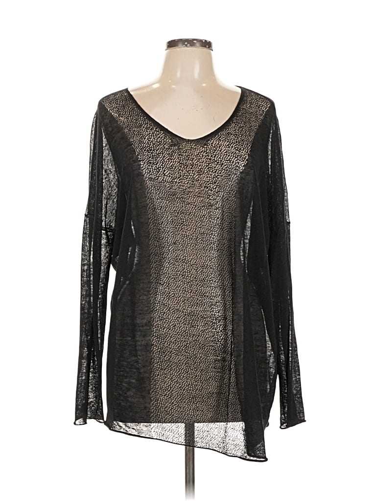 Pre-owned Eileen Fisher Long Sleeve Blouse In Black