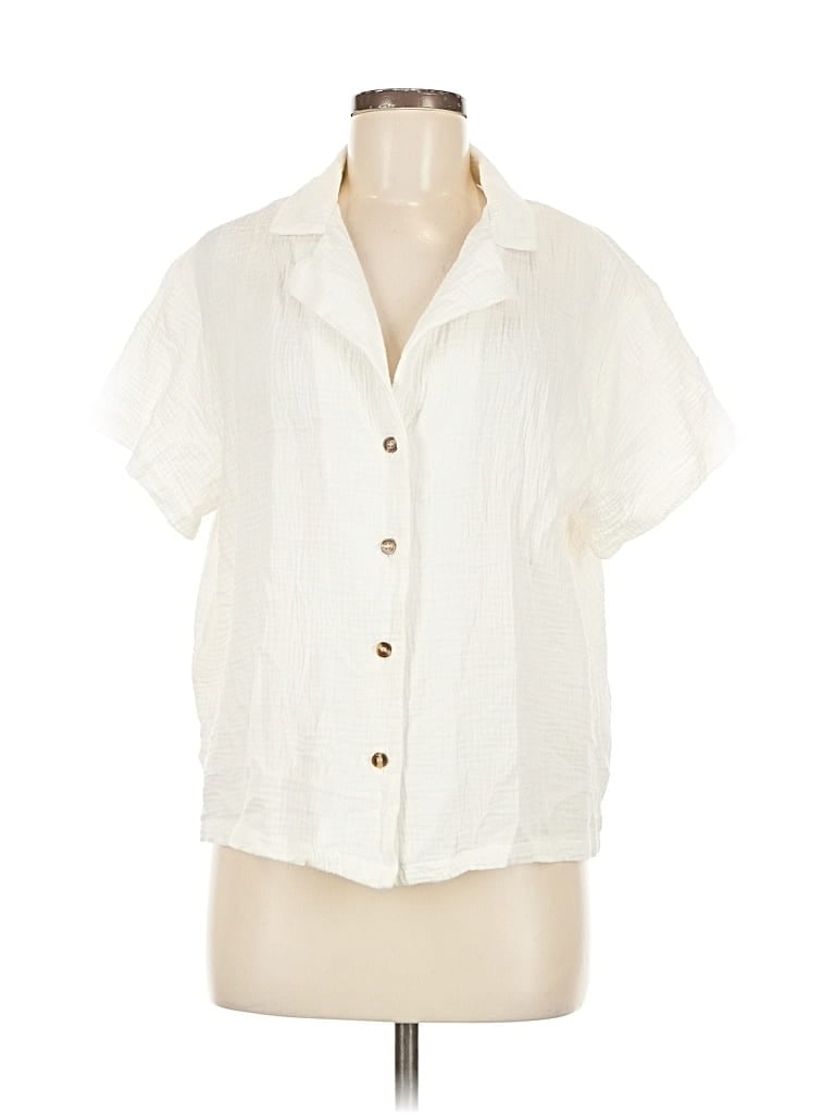 Pre-owned Altar'd State Short Sleeve Blouse In White
