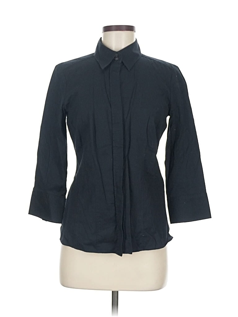 Pre-owned Talbots 3/4 Sleeve Button Down Shirt In Blue