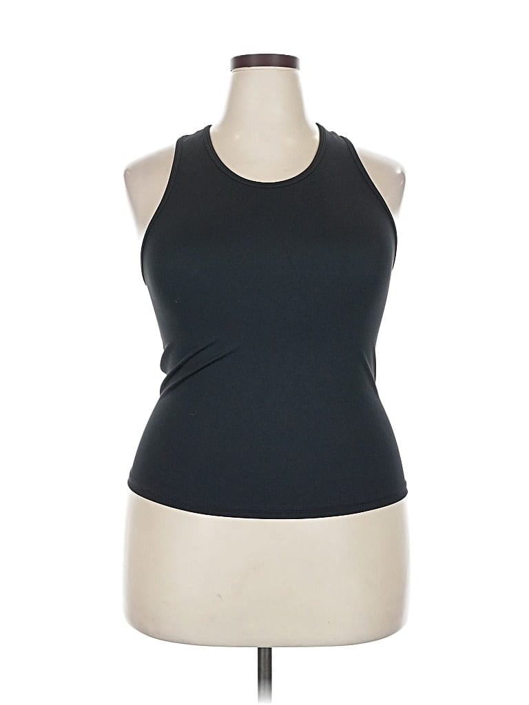 Senita Athletics Tank Top Black Halter Neckline Tops