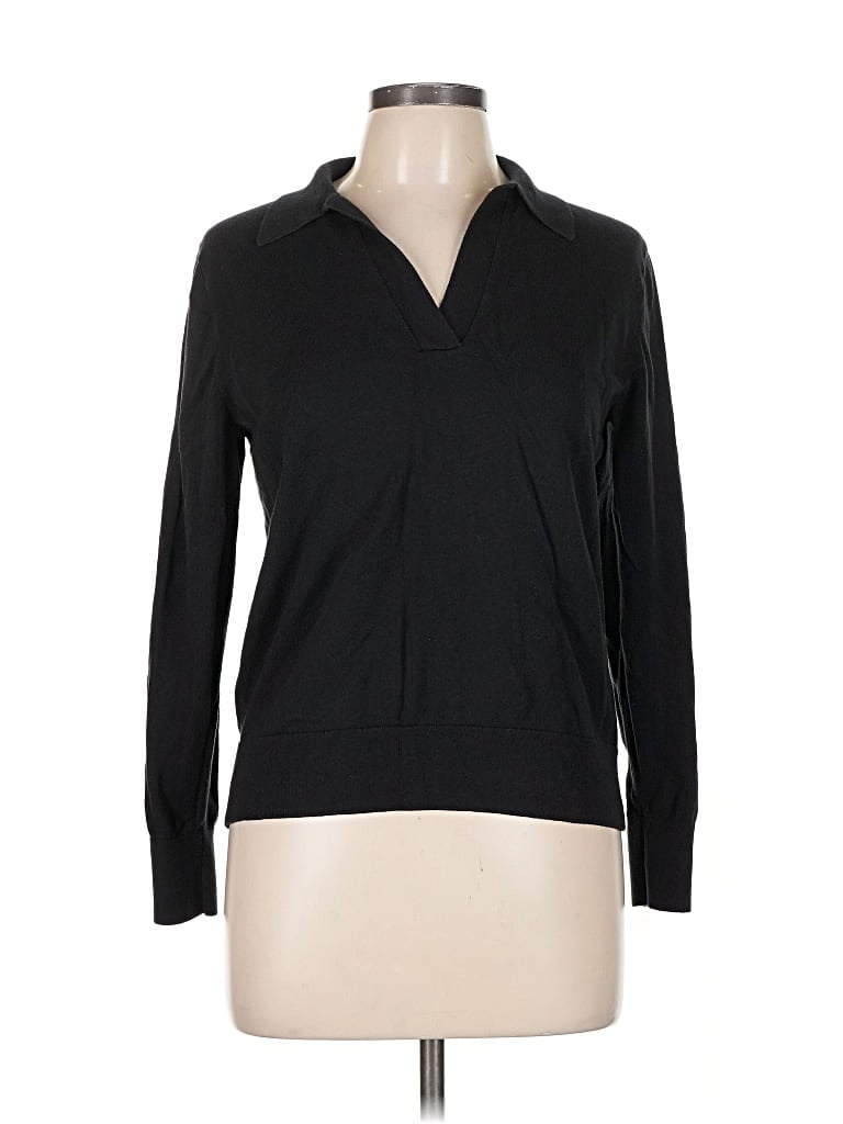 Pre-owned J.crew Factory Store Long Sleeve Top Black V-neck Tops