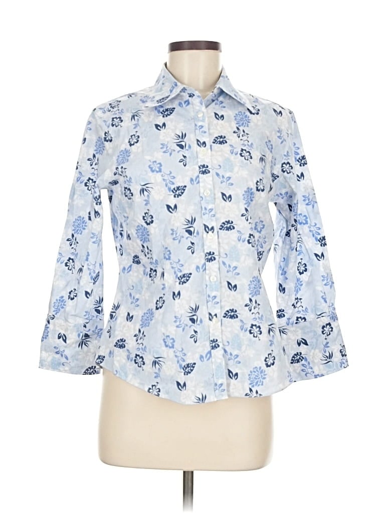 Pre-owned Brooks Brothers 346 3/4 Sleeve Button Down Shirt In Blue