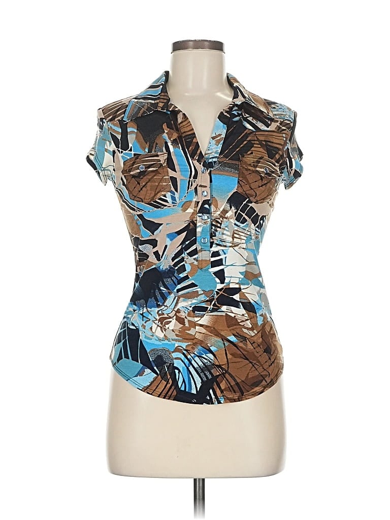 Pre-owned Caché Short Sleeve Polo Shirt In Brown