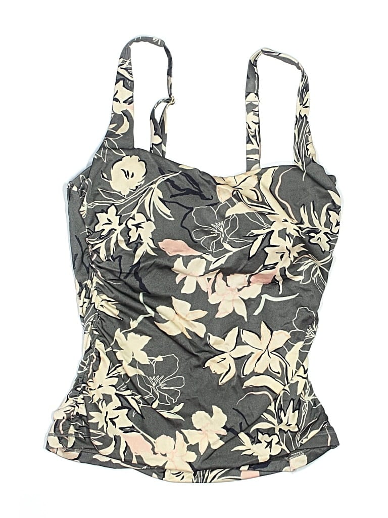 Pre-owned Athleta Swimsuit Top Gray Floral Pattern Swimwear