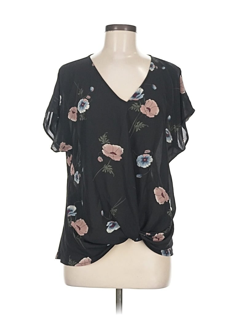 Pre-owned West Kei Short Sleeve Blouse In Black