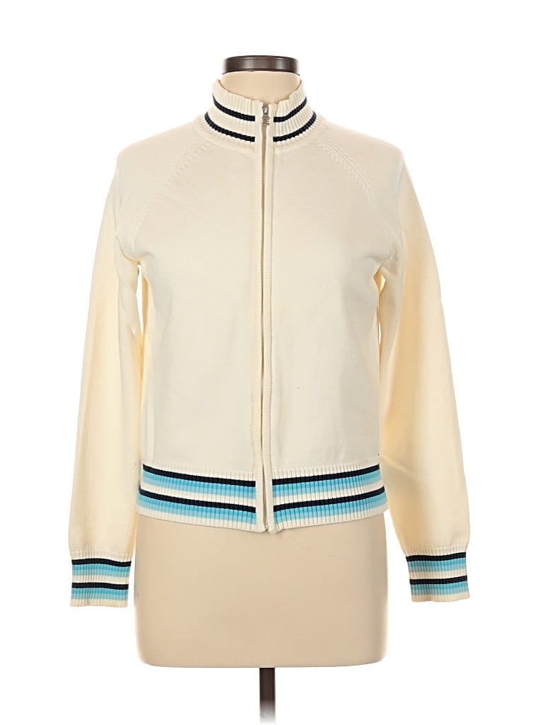 Pre-owned Izod Cardigan Sweater In White