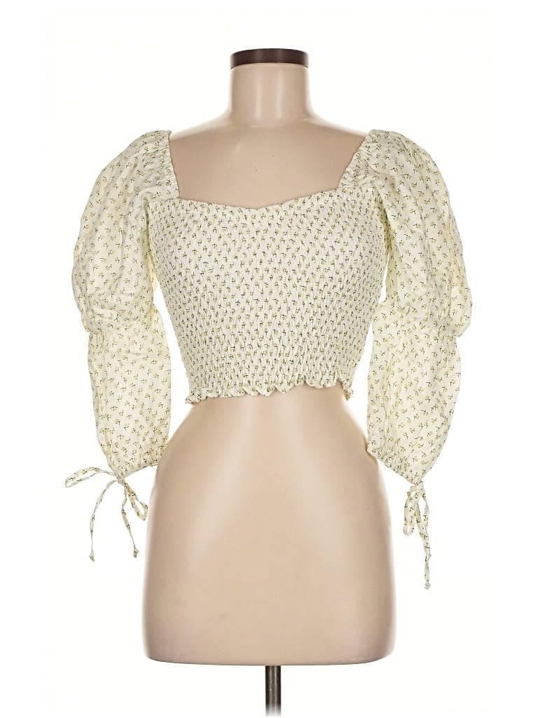 Pre-owned Faithfull The Brand 3/4 Sleeve Blouse In White