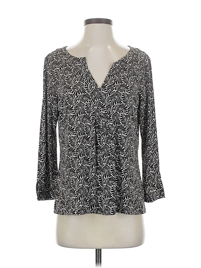 Pre-owned Tommy Bahama 3/4 Sleeve Blouse In Black