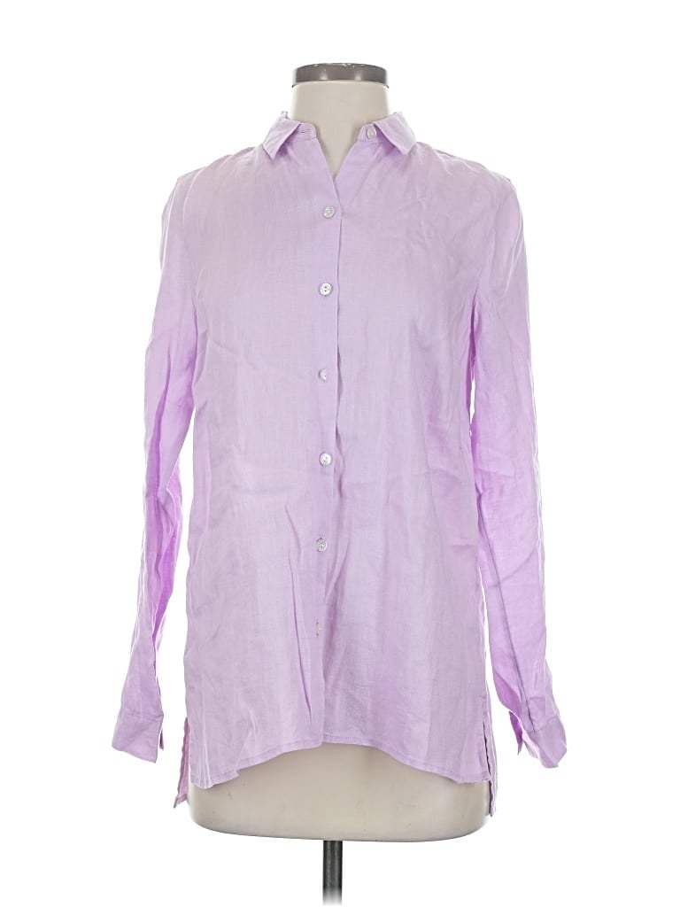 Pre-owned Jjill Long Sleeve Button Down Shirt In Purple