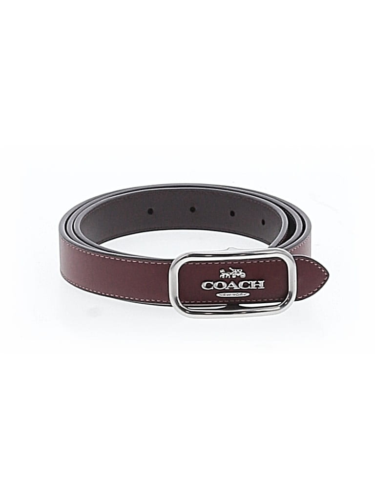Pre-owned Coach Leather Belt In Burgundy