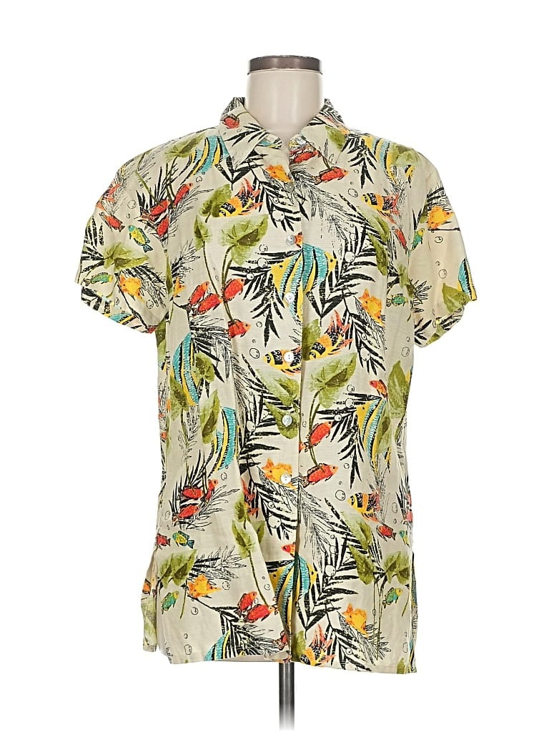 Pre-owned Chico's Design Short Sleeve Blouse In Green