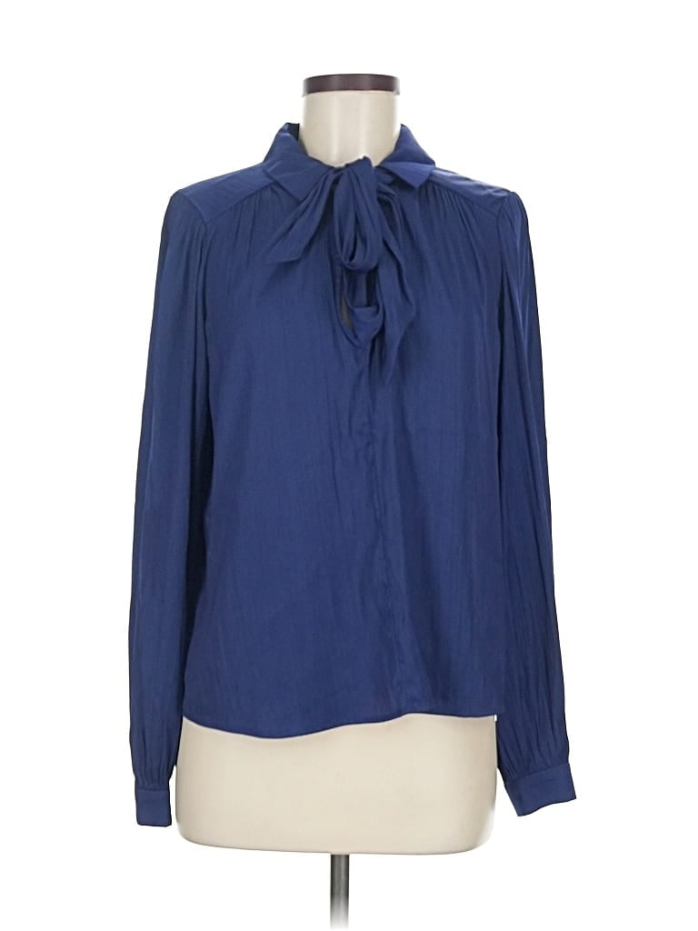 Pre-owned By Anthropologie Long Sleeve Blouse In Blue