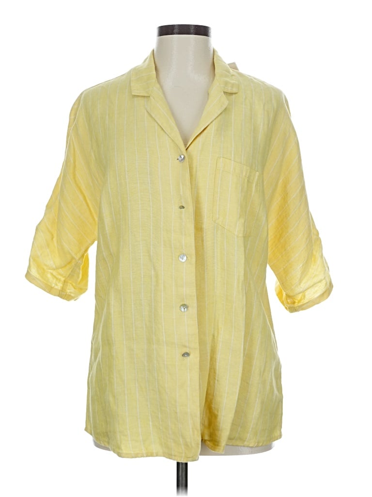 Chico's Design 3/4 Sleeve Button Down Shirt In Yellow