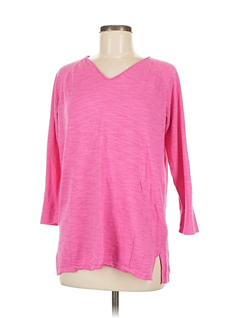 Pre-owned Lands' End 3/4 Sleeve T-shirt In Pink