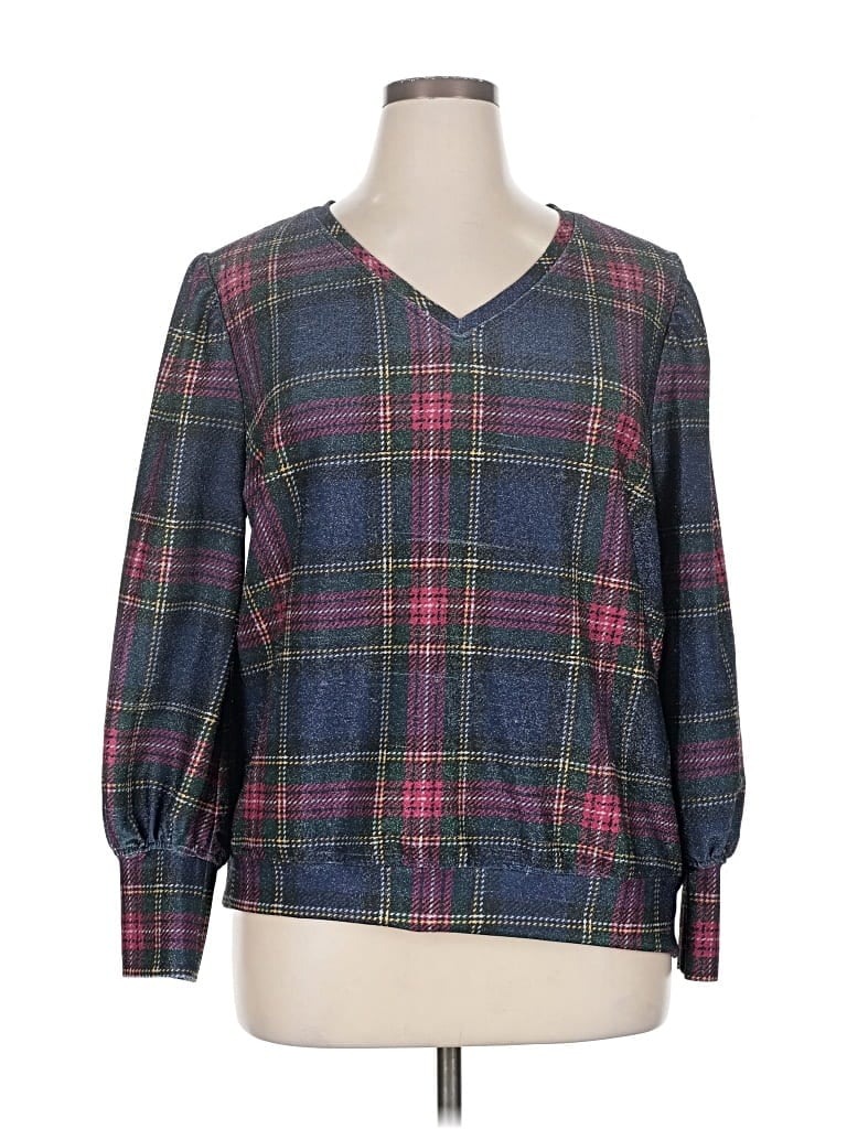 Pre-owned Cato Long Sleeve Blouse In Blue