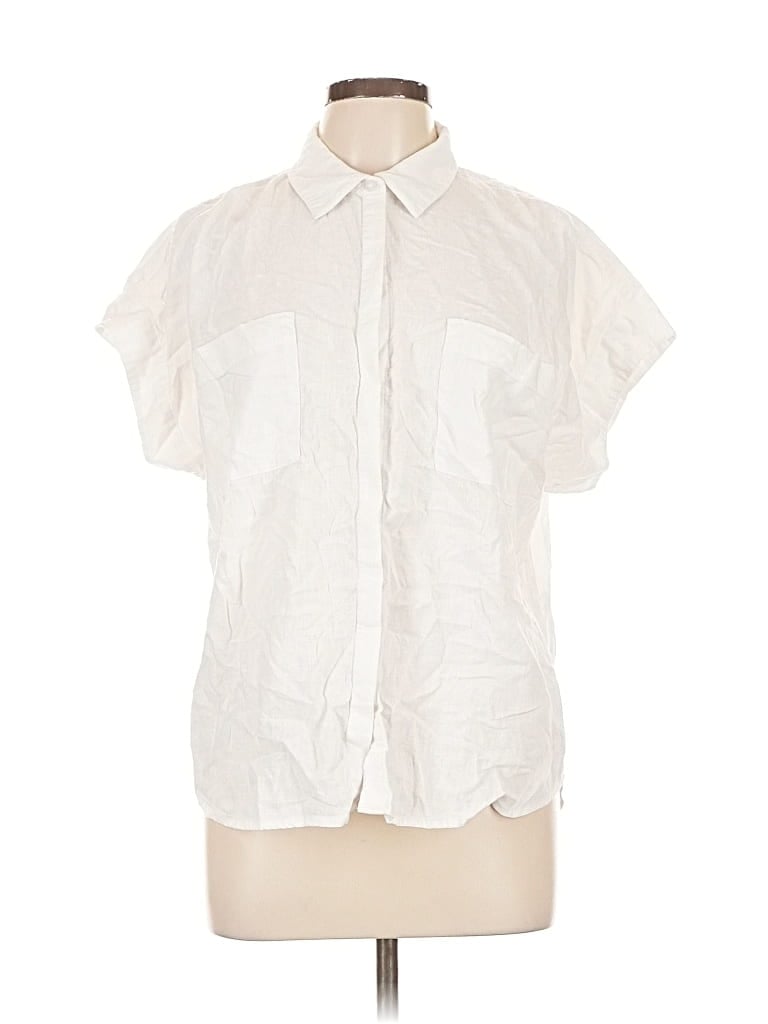 Pre-owned Caslon Short Sleeve Blouse In White