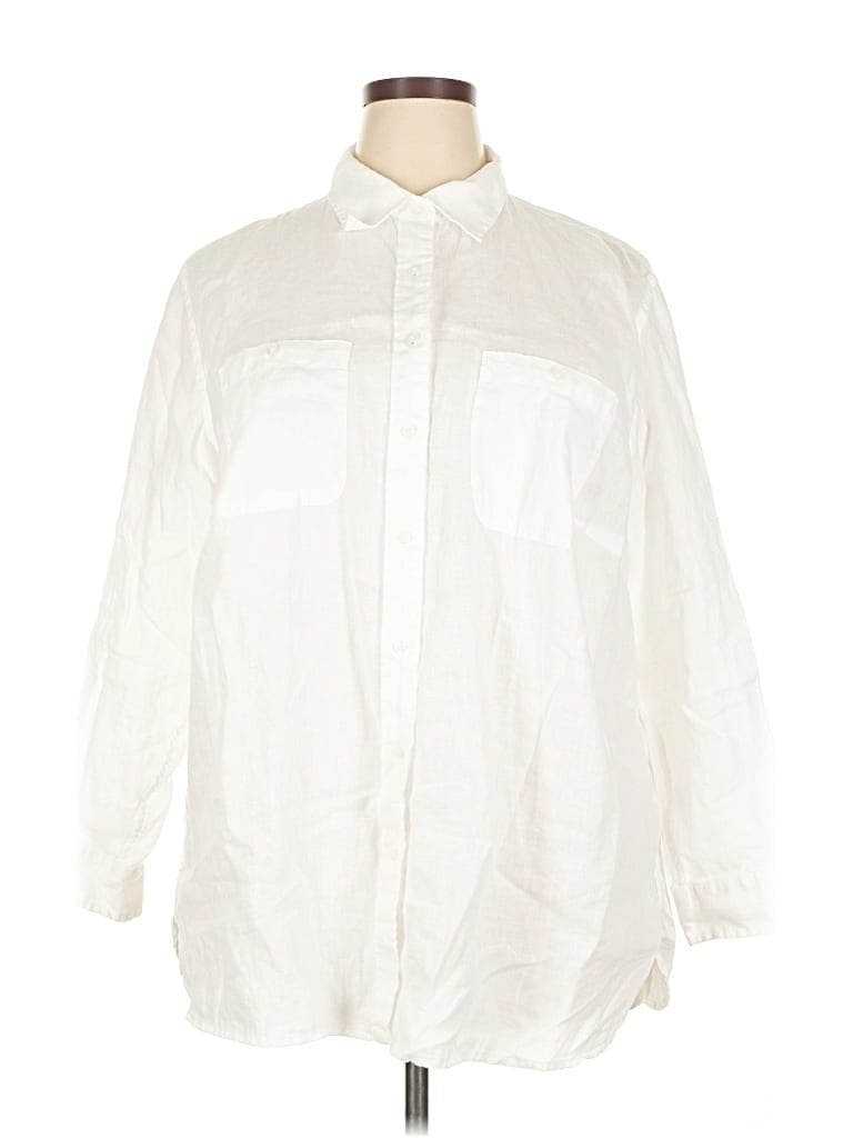 Pre-owned Polo Ralph Lauren 3/4 Sleeve Button Down Shirt In White