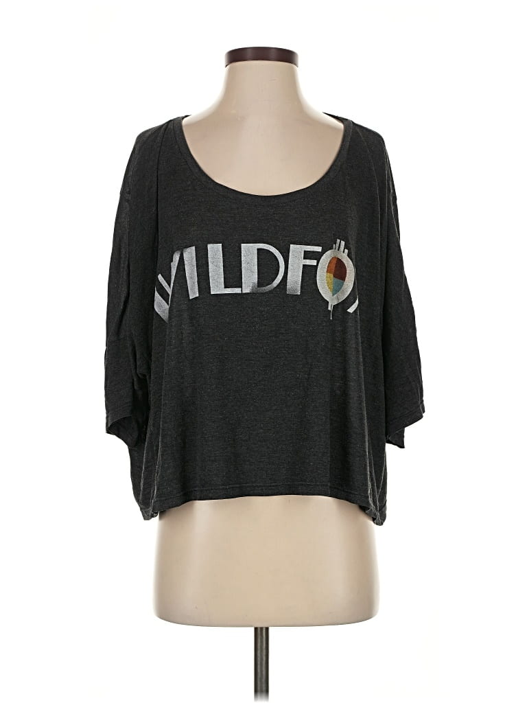 Pre-owned Wildfox 3/4 Sleeve T-shirt In Gray