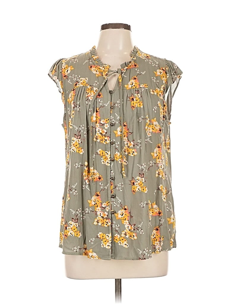 Pre-owned Mason & Belle Sleeveless Button Down Shirt In Gray