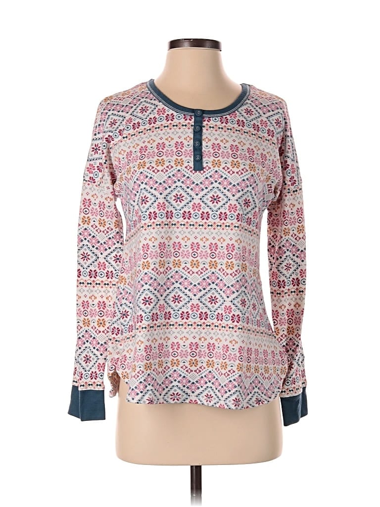 Pre-owned Ellen Tracy Long Sleeve Henley Shirt In Pink