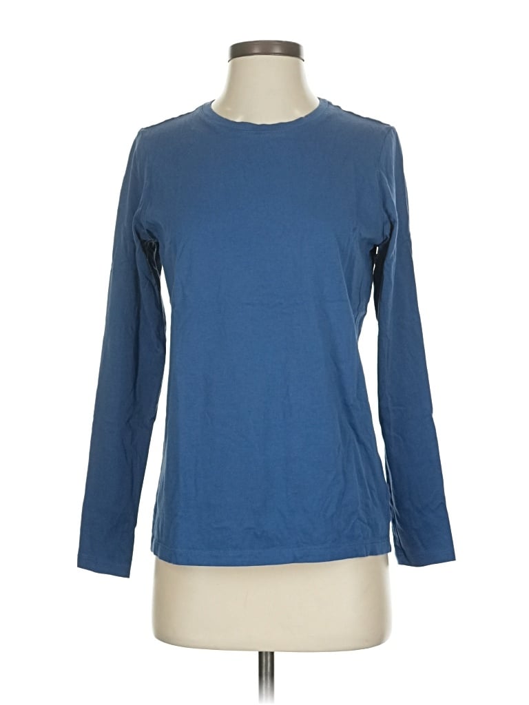 Pre-owned Lands' End 3/4 Sleeve T-shirt In Blue