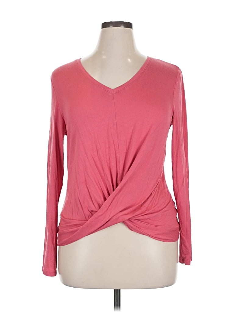 Pre-owned Simply Vera Vera Wang Long Sleeve Top Pink V Neck Tops