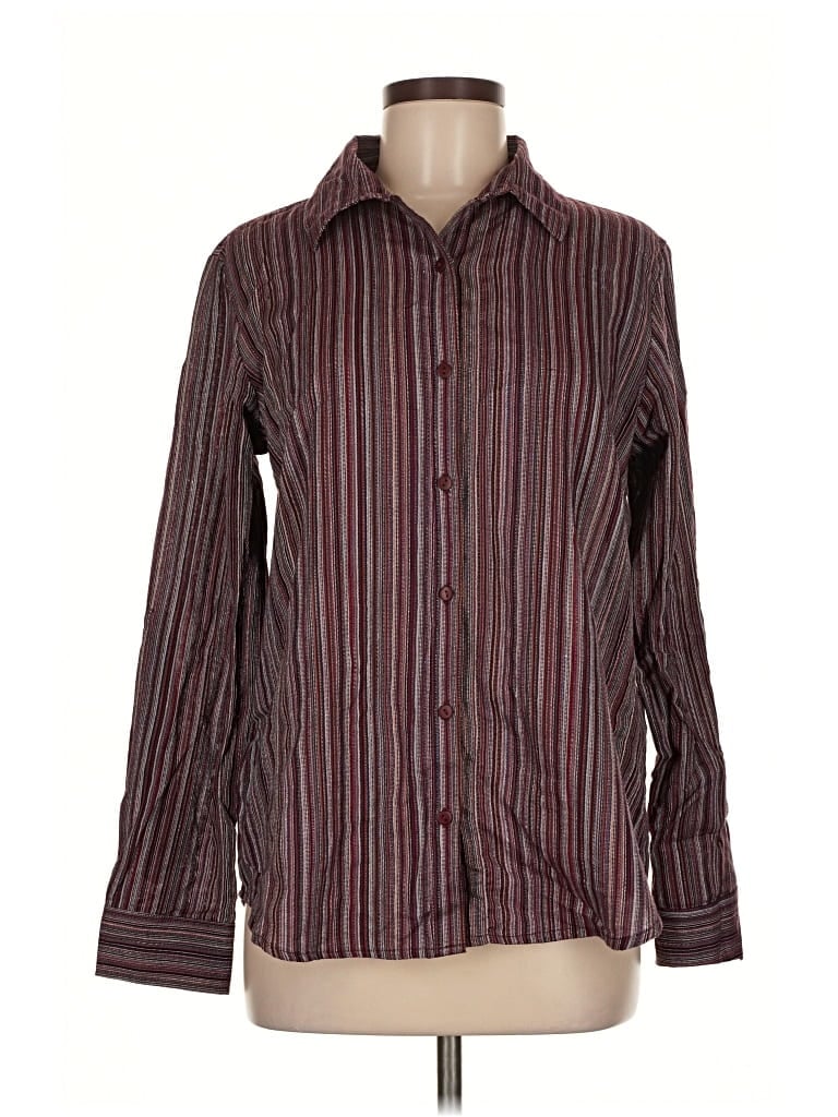 Pre-owned New Directions Long Sleeve Button Down Shirt In Burgundy