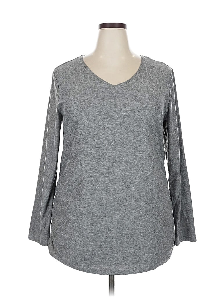 Pre-owned Time And Tru 3/4 Sleeve T-shirt In Gray