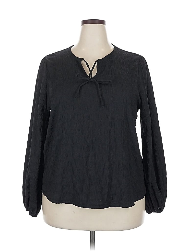 Pre-owned Nine West Long Sleeve Blouse In Black