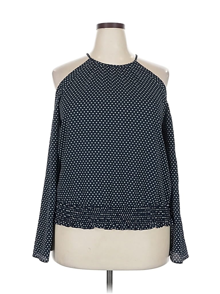 Pre-owned Bar Iii 3/4 Sleeve Blouse In Blue