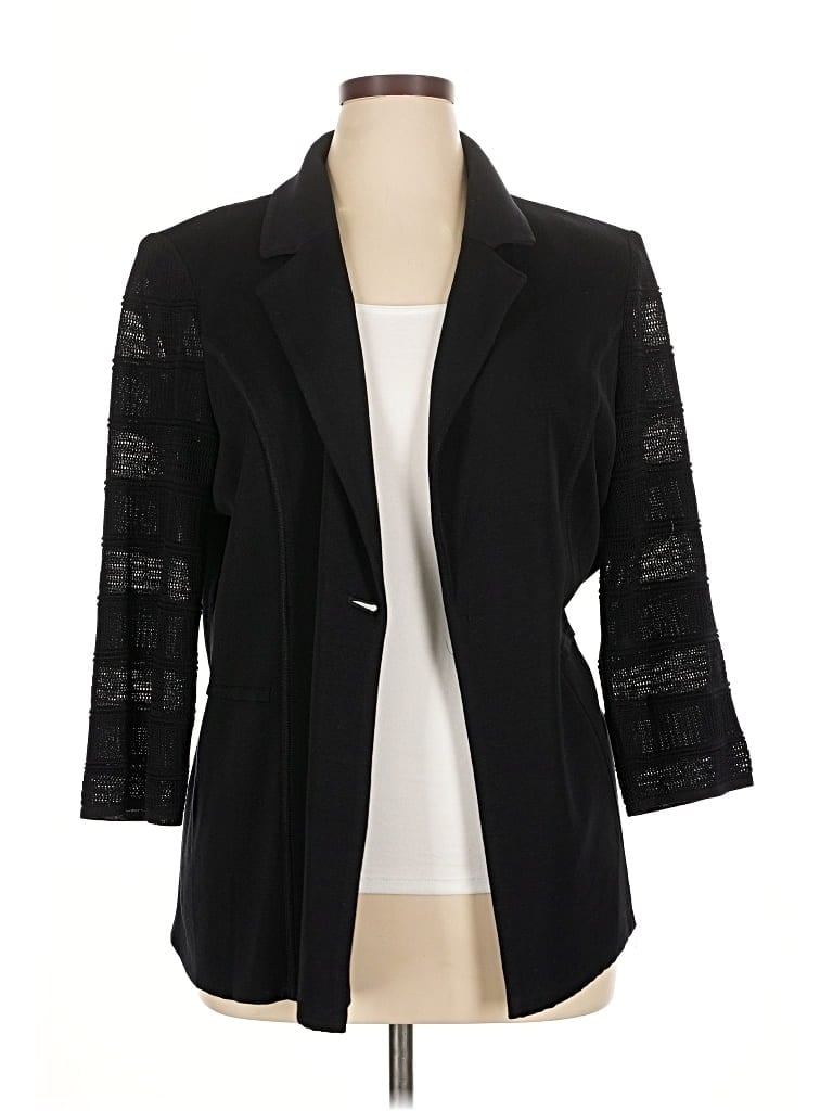 Pre-owned Misook Blazer Jacket In Black