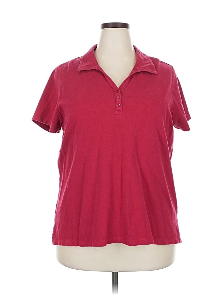 Pre-owned St. John's Bay Short Sleeve Polo Shirt In Burgundy
