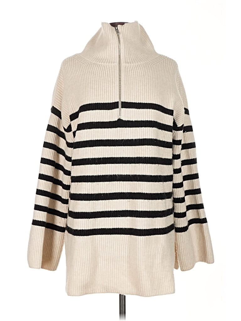 Pre-owned H&m Turtleneck Sweater In White