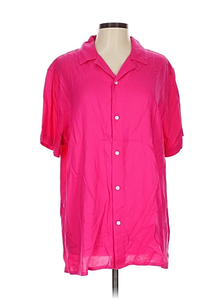 Express Short Sleeve Button Down Shirt In Pink