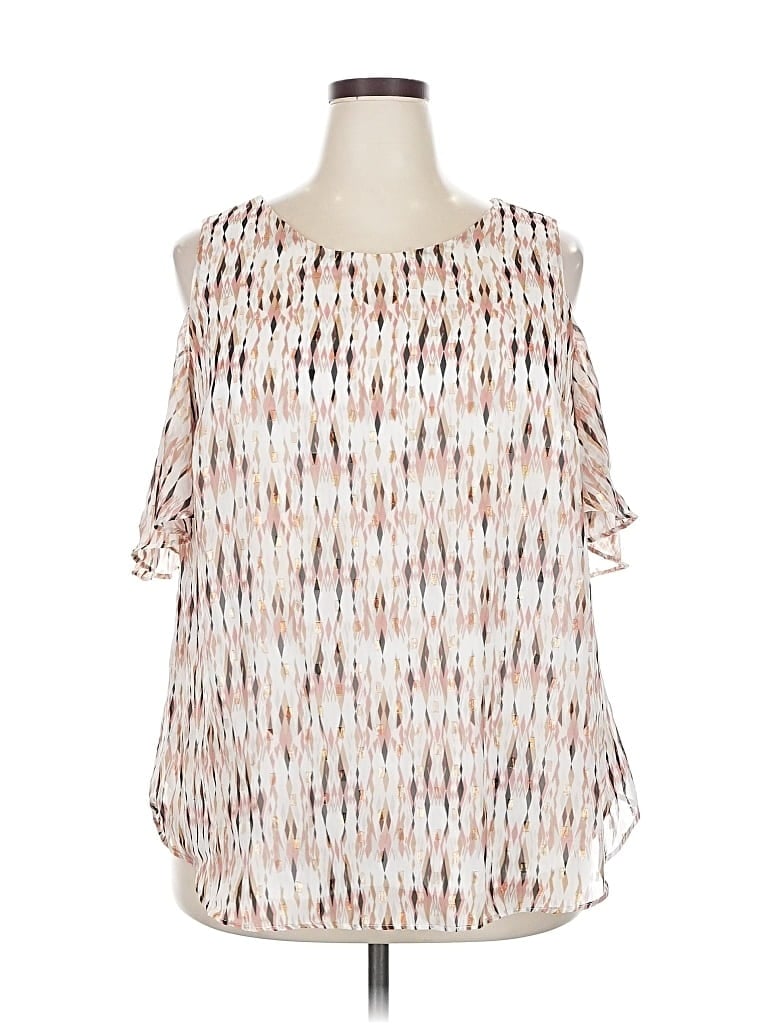 Pre-owned Roz & Ali Sleeveless Blouse In White