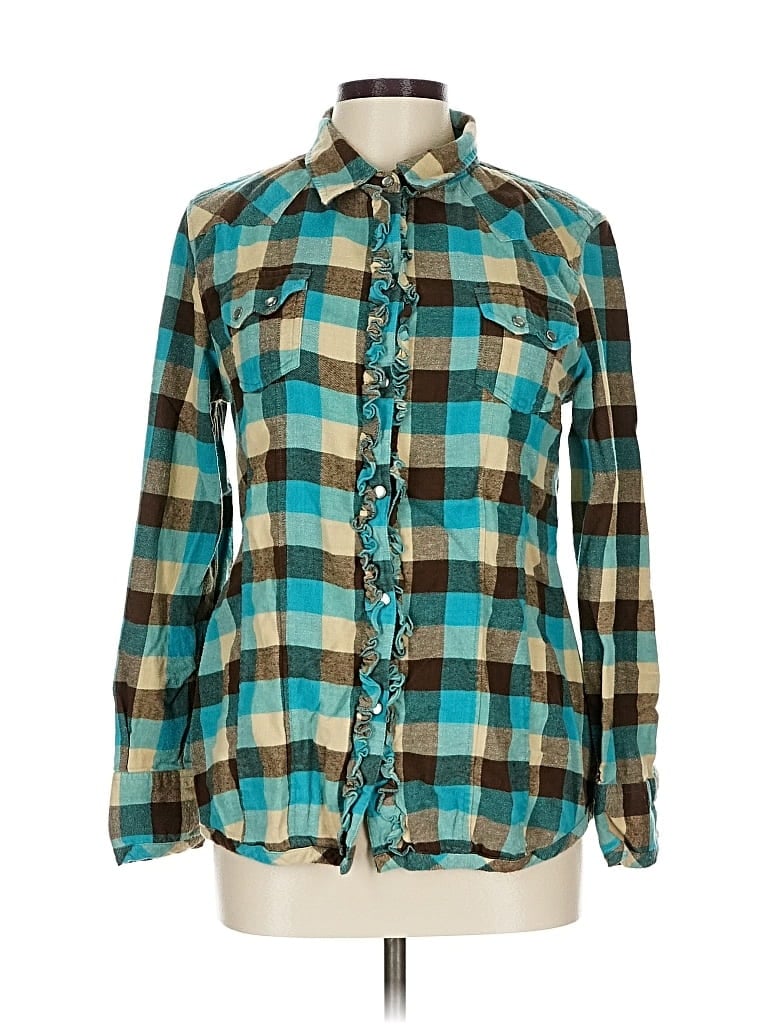 Pre-owned Tasha Polizzi Collection Long Sleeve Button Down Shirt In Blue