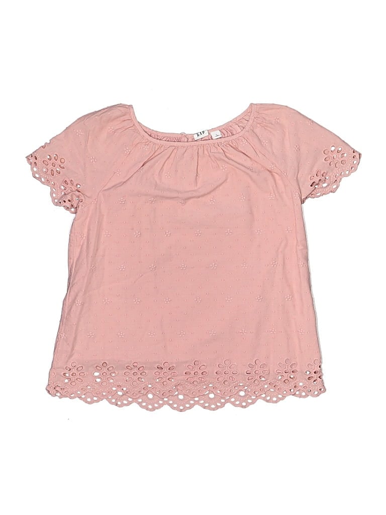 Pre-owned Gap Kids' Short Sleeve Top Pink Keyhole Neckline Tops