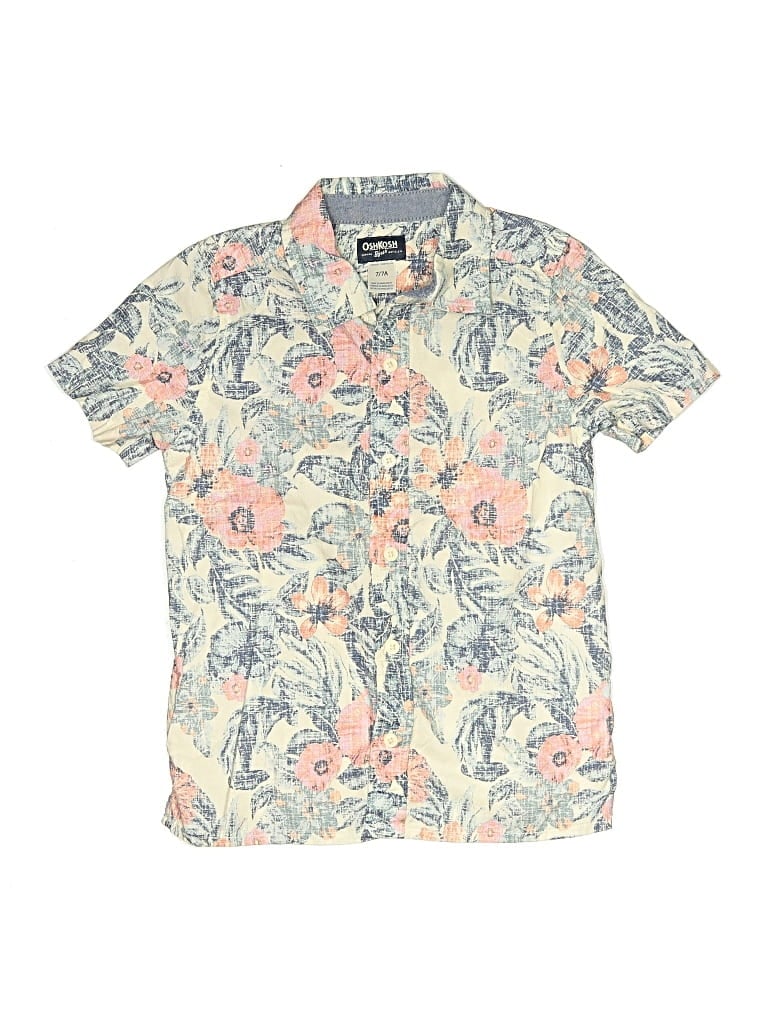 Pre-owned Oshkosh B'gosh Kids' Short Sleeve Button Down Shirt In White