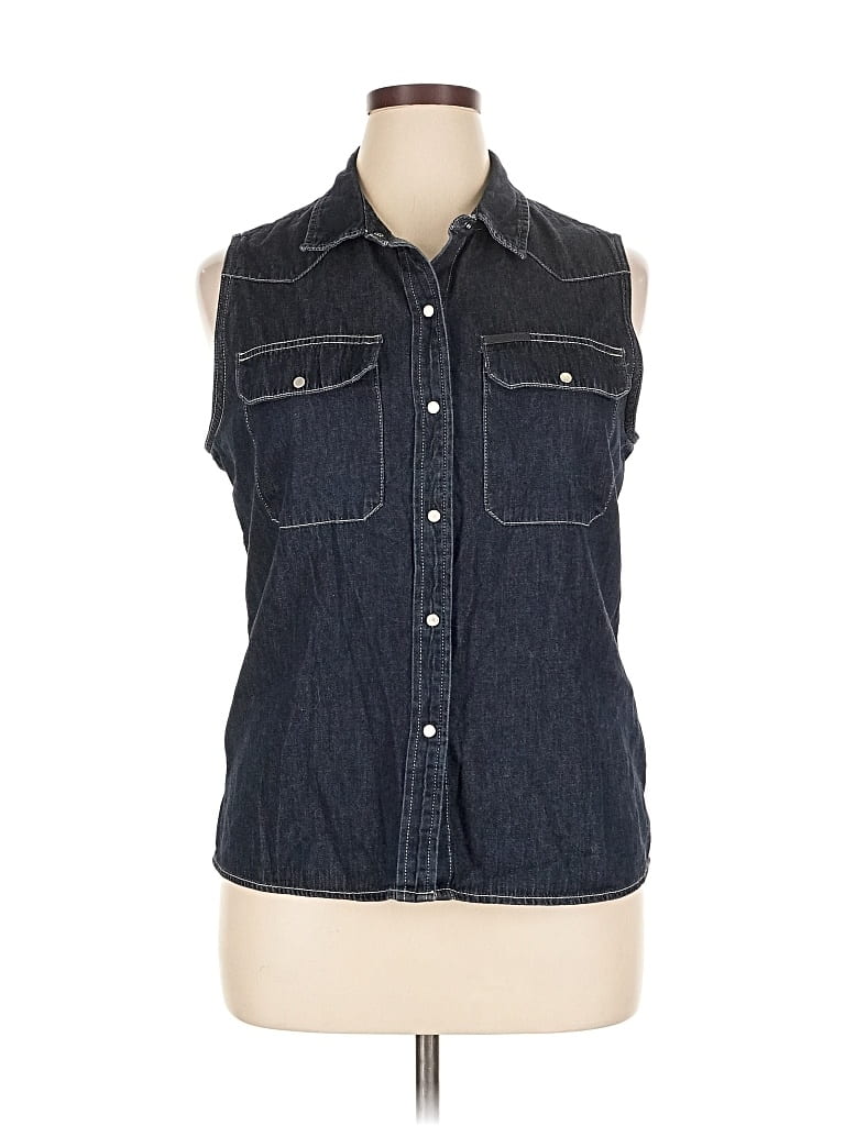 Pre-owned Calvin Klein Jeans Est.1978 Calvin Klein Jeans Sleeveless Button Down Shirt In Blue