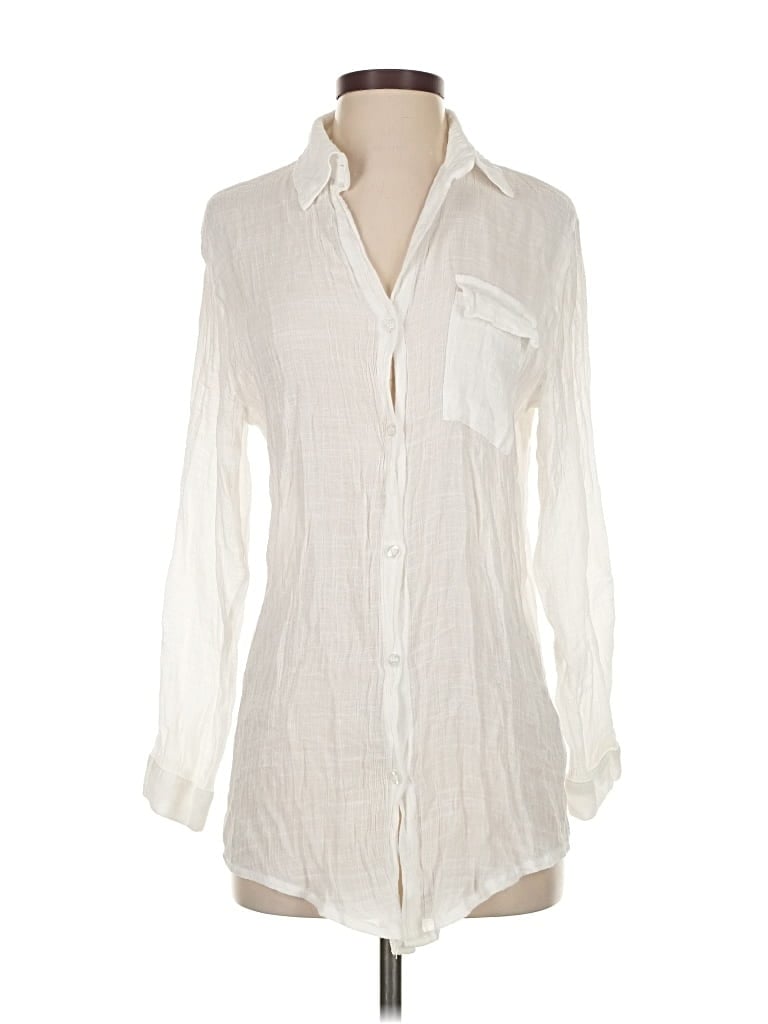 Pre-owned Assorted Brands Long Sleeve Blouse In White