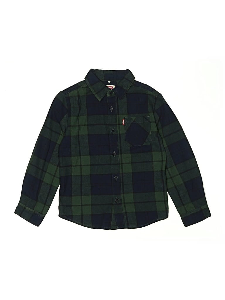 Pre-owned Levi's Kids'  Long Sleeve Button Down Shirt In Green