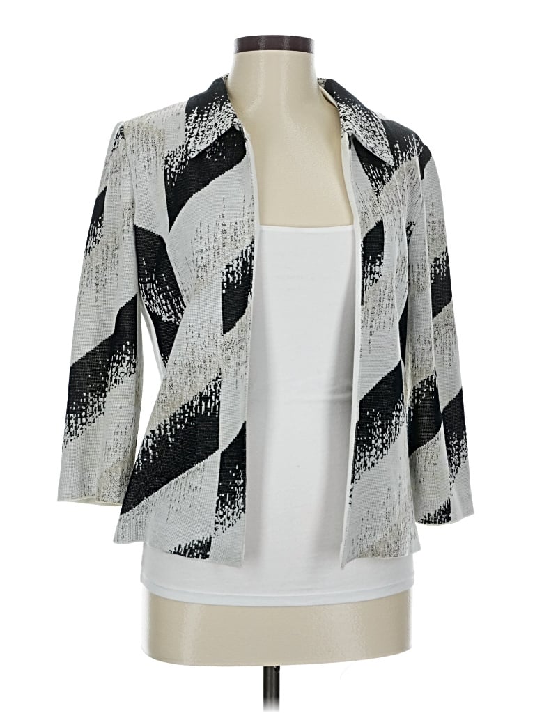 Pre-owned Ming Wang Cardigan Sweater In Silver