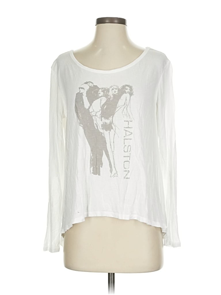 Pre-owned Halston Heritage Long Sleeve T-shirt In White