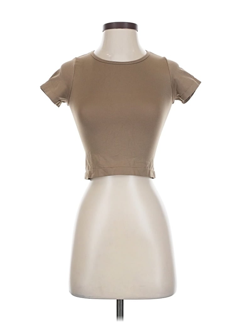 Pre-owned Aura Short Sleeve Turtleneck In Brown