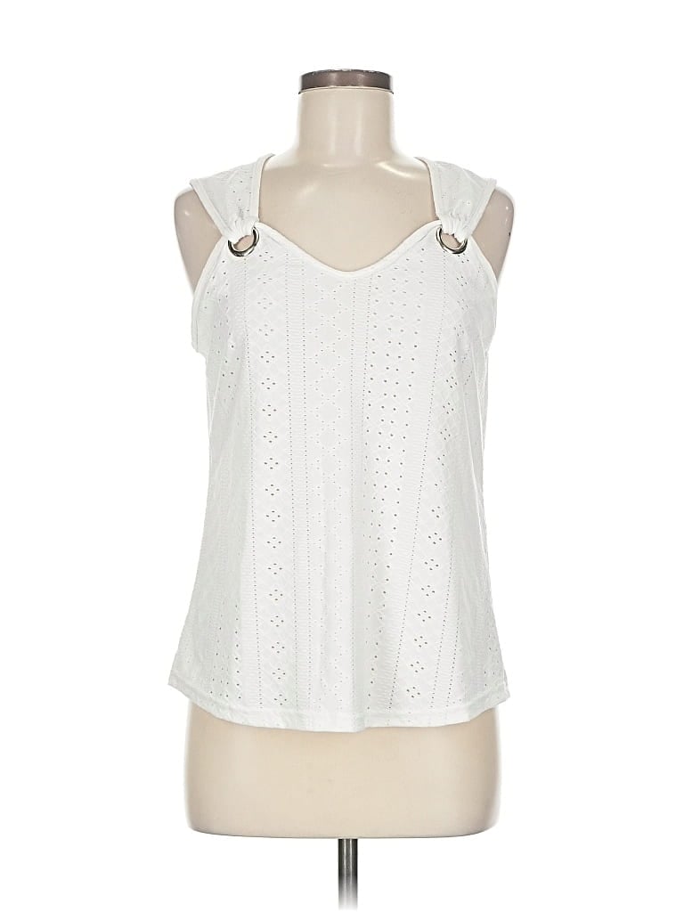 Pre-owned Unbranded Tank Top White Halter Neckline Tops