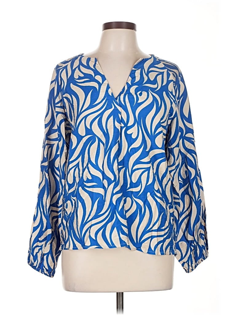 Pre-owned Assorted Brands Long Sleeve Blouse In Blue