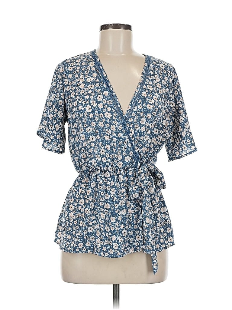 Pre-owned Sienna Sky Short Sleeve Blouse In Blue